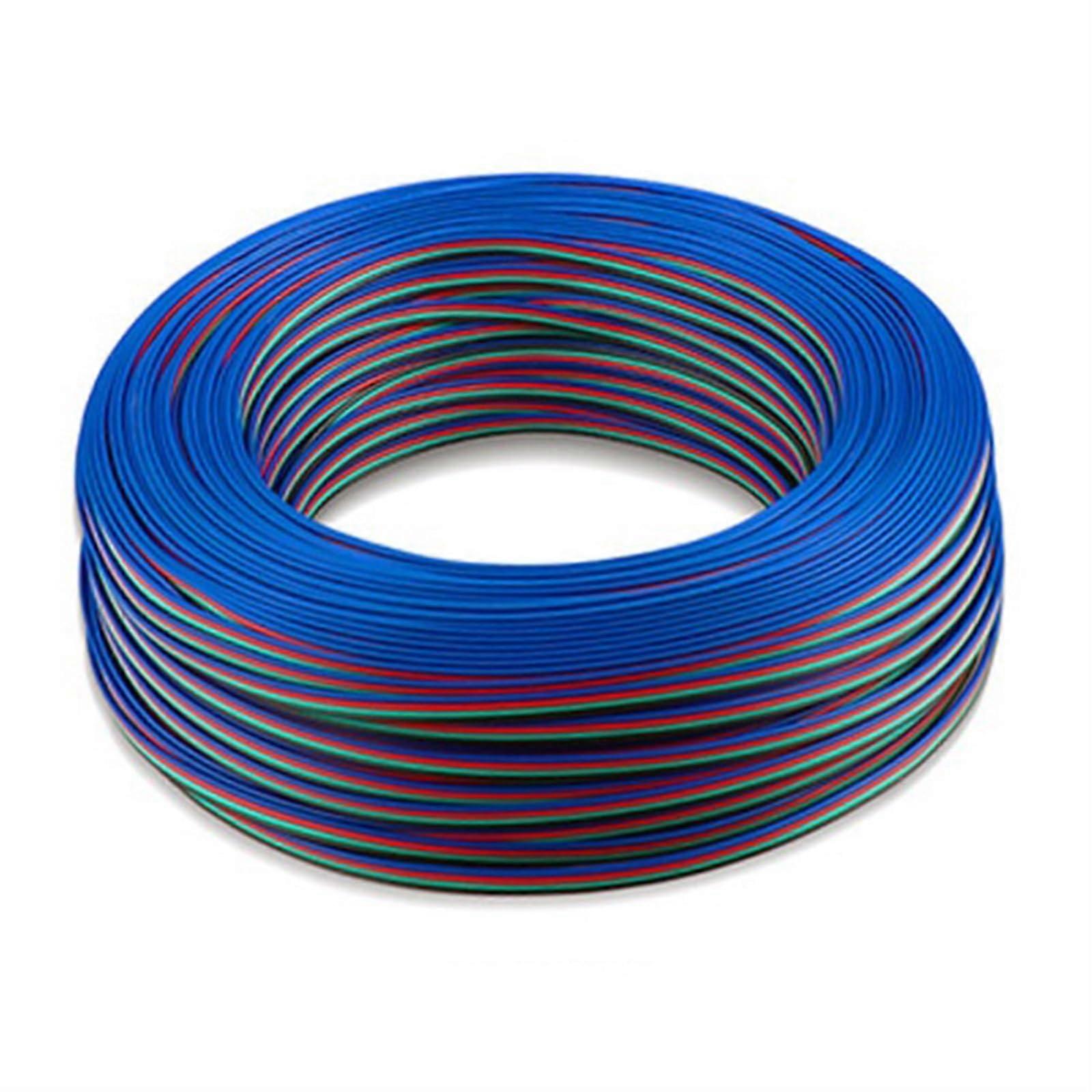 Cable Flexible 22AWG 4 Pin LED Light Strip Extension Cable, 5M 2-Core Red Black Wires for 5V 12V Applications
