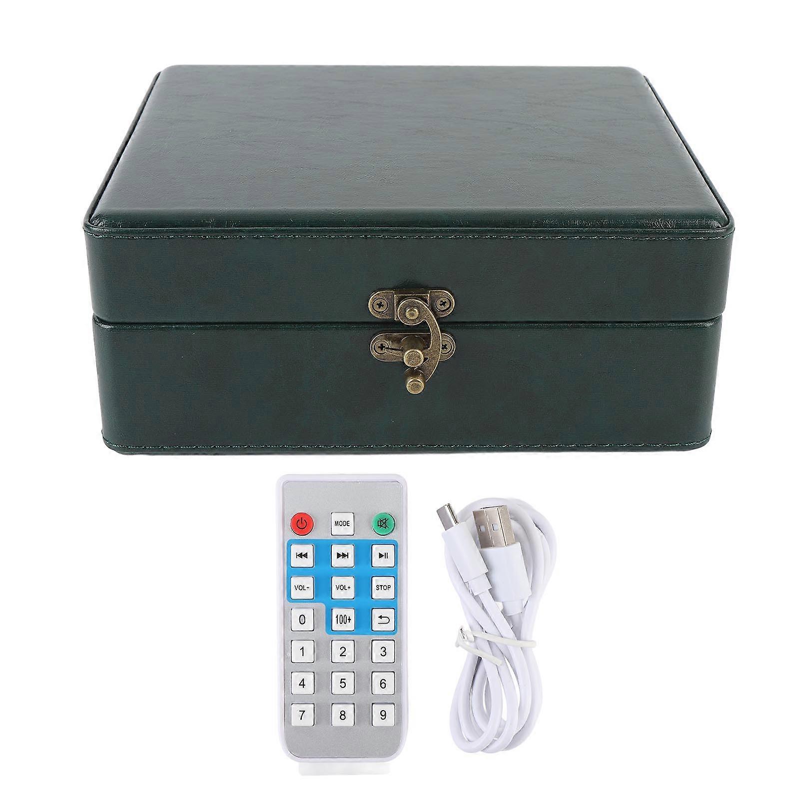 Retro Bluetooth CD Player with Speakers - Portable Suitcase Design, USB & Remote, Green