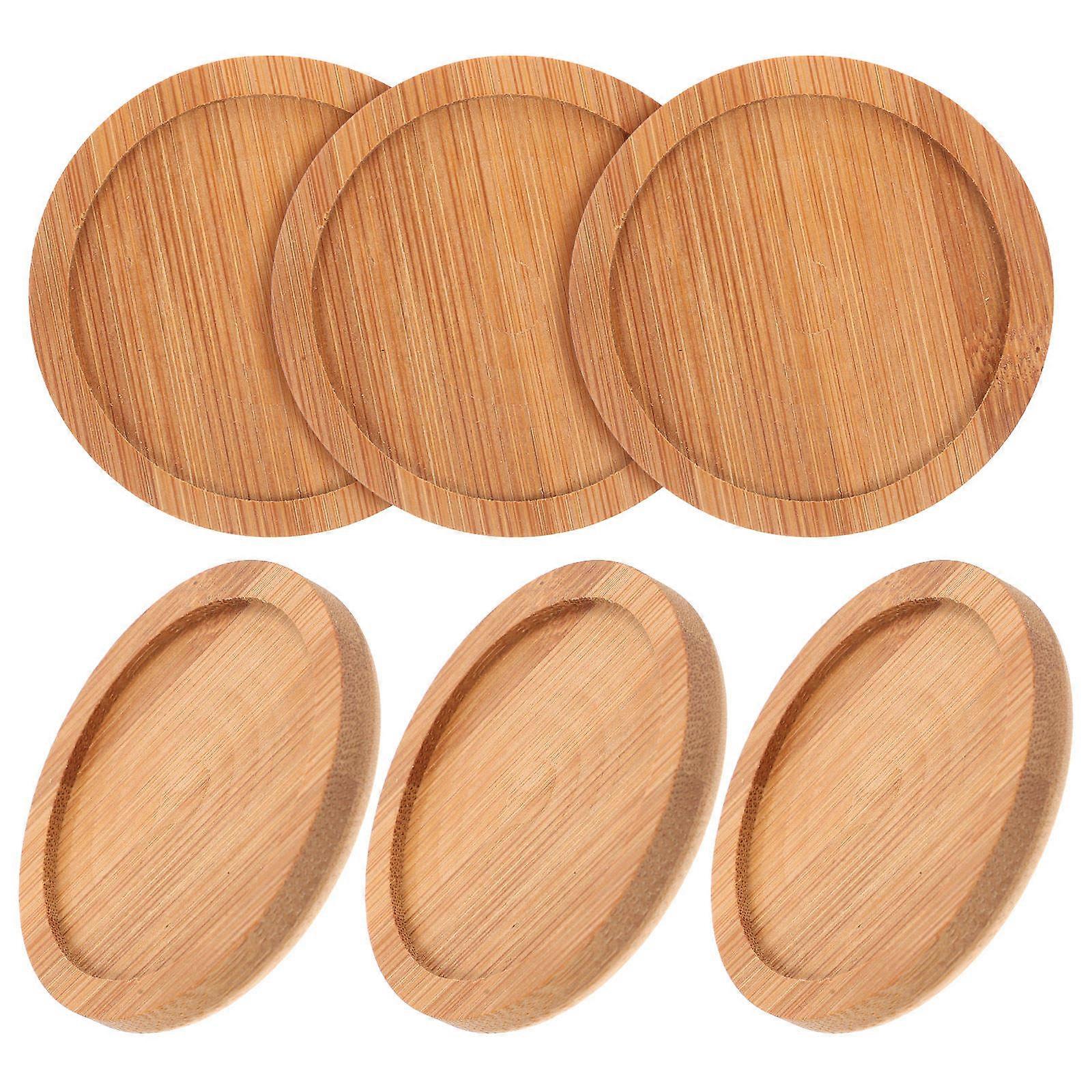 Bamboo Coasters Round for Tea Ceremony Table Protection Light Brown 6Pcs