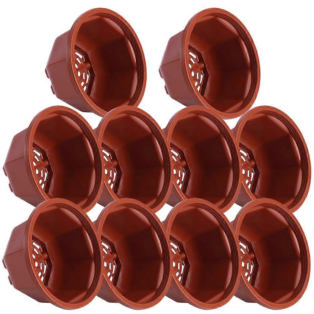Drainable Octagonal Planter Pot for Daily Use 10Pcs Dark Red Plastic