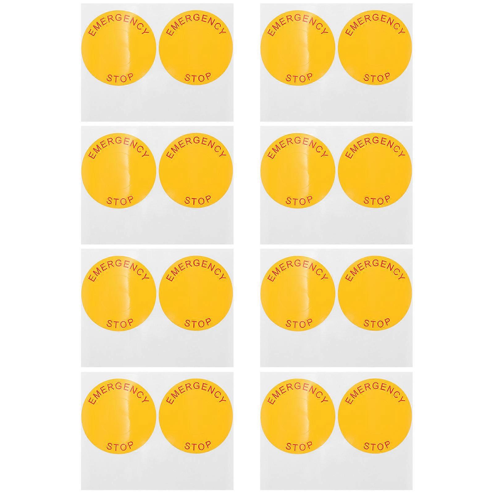 Caution Emergency Stop Sticker Safety Reminder Red Color Factories Warehouses 6.20X6.20CM 8 Sheets
