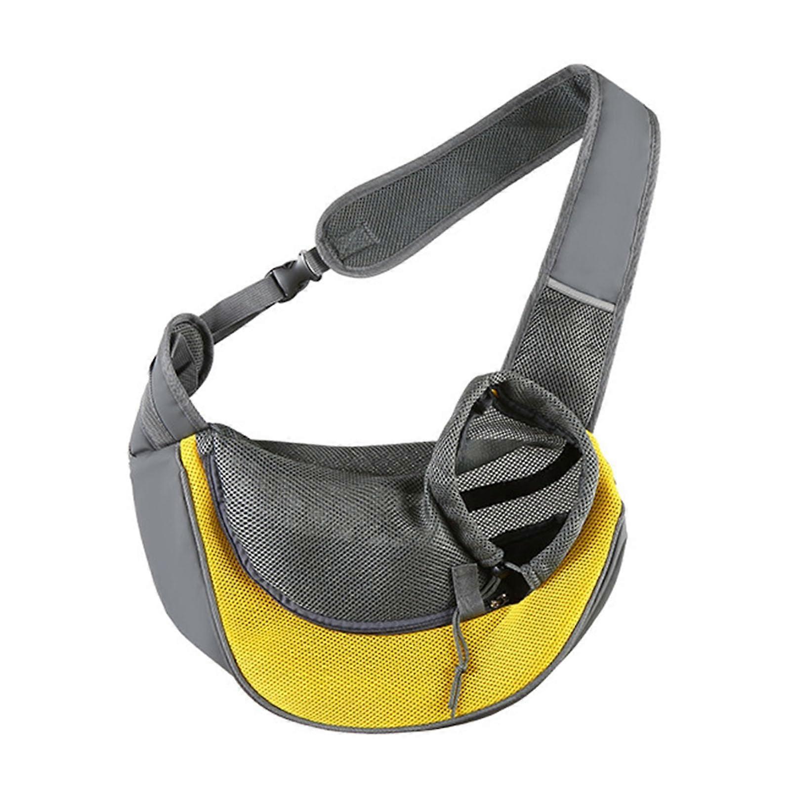 Large Pet Carrier Backpack – capacity, zipper closure, breathable mesh fabric, yellow, size S.