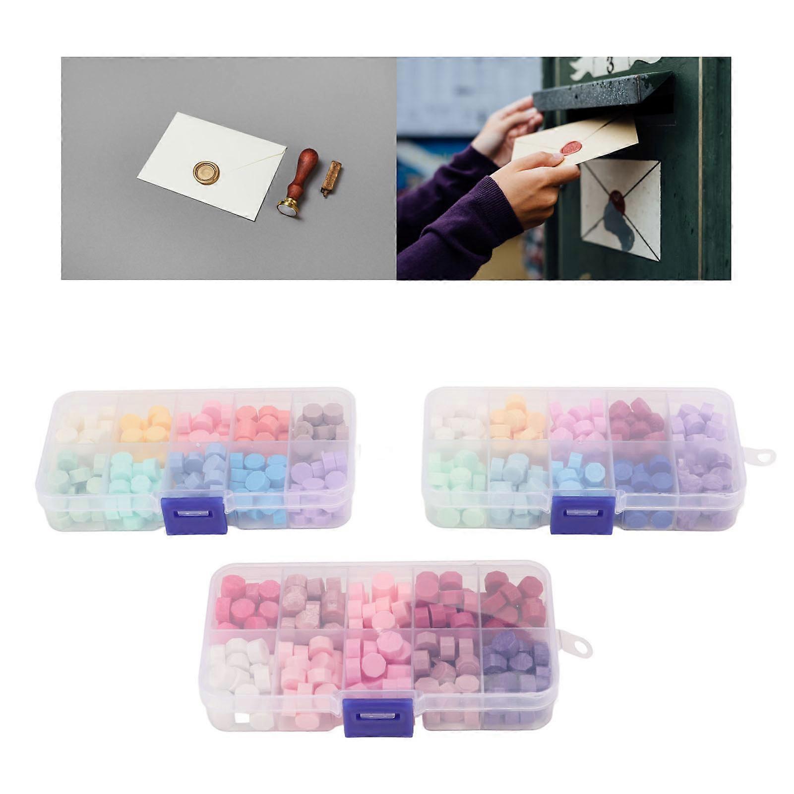 Sealing Wax Beads 10 Colors Easy to Melting Dries Quickly Octagonal Sealing Stamp Wax for Party Invitations 