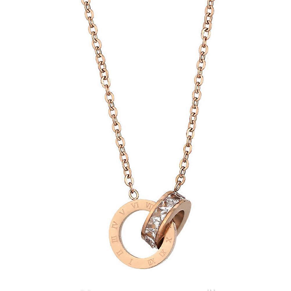 a refined product description for your **Interlocking Circle Necklace With Roman Numerals**:
### **Elegant Interlocking Circle Necklace with