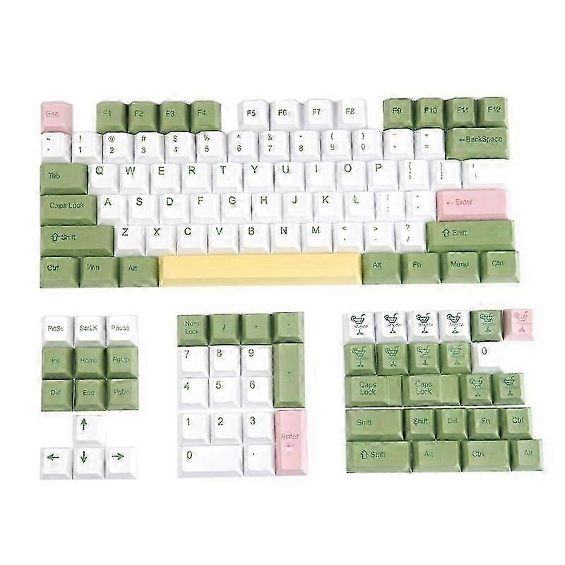 128 Keycap Set - PBT Mojito Cherry Profile Keycaps for Mechanical Keyboards - Standard Sublimation Process Gaming Upgrade