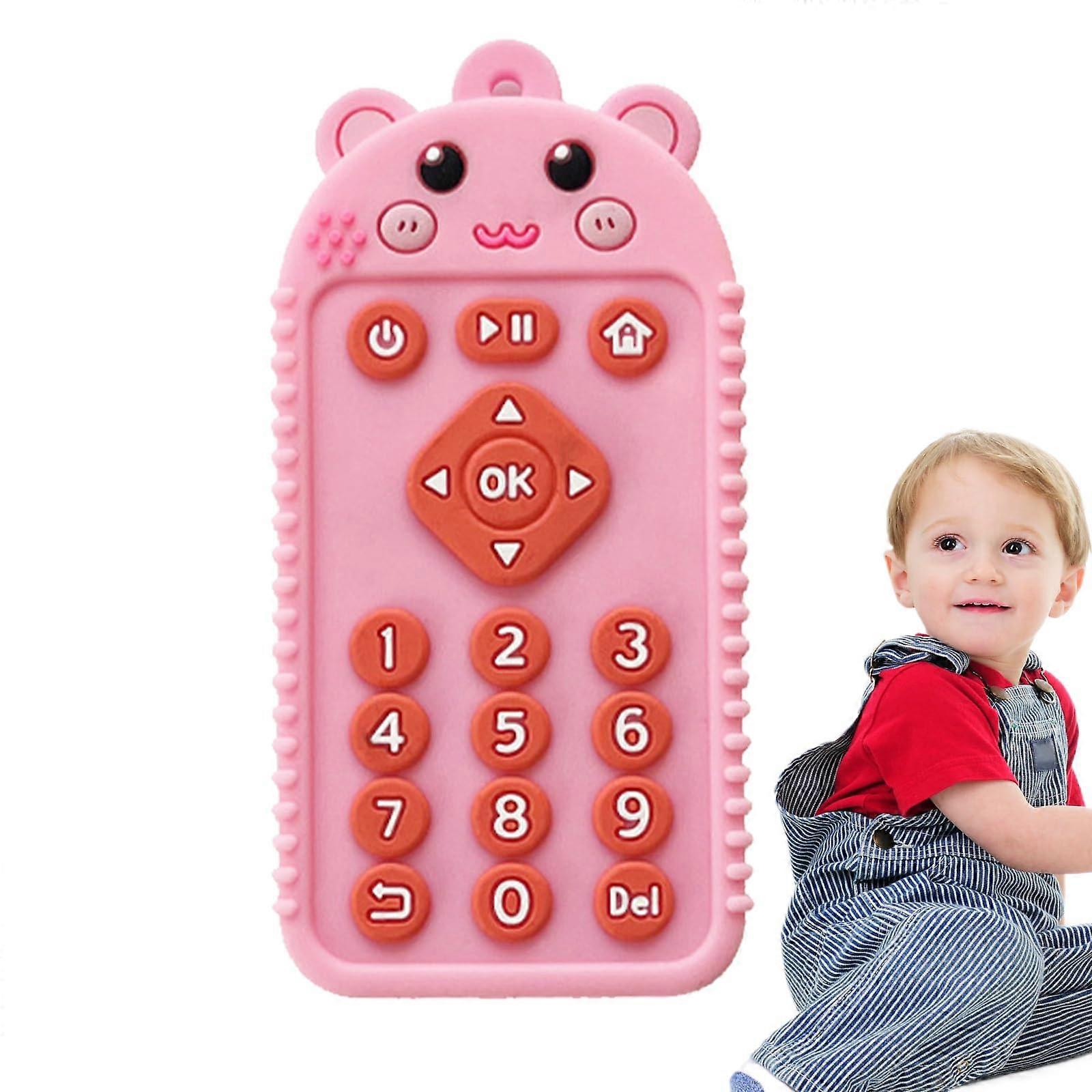 Sensory Teething Toy with Remote Control, Silicone Cartoon Animal Chew Bear for Babies 3M