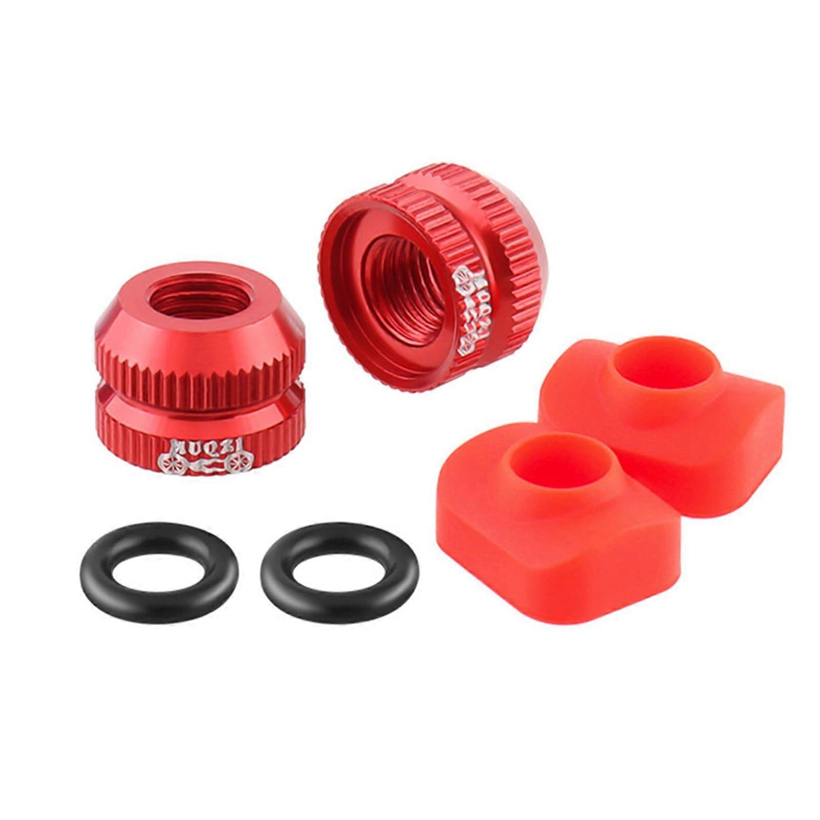 Inner Tube Valves Nut 2 Pack With Seal Rings Red Rubber Pad For Mountain Bicycles