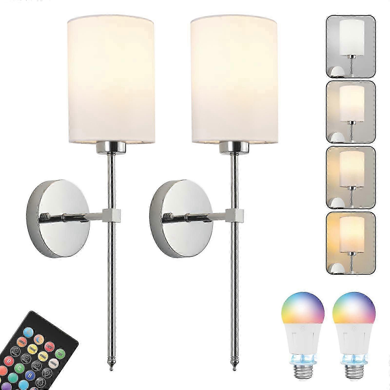 مصباح مزدوج الجدار يعمل بالبطارية ، جهاز تحكم عن بعد لمصباح الحائط للشحن اللاسلكي ، ضوء كهرماني / أبيض دافئ / أبيض طبيعي / ضوء النهار / RGB