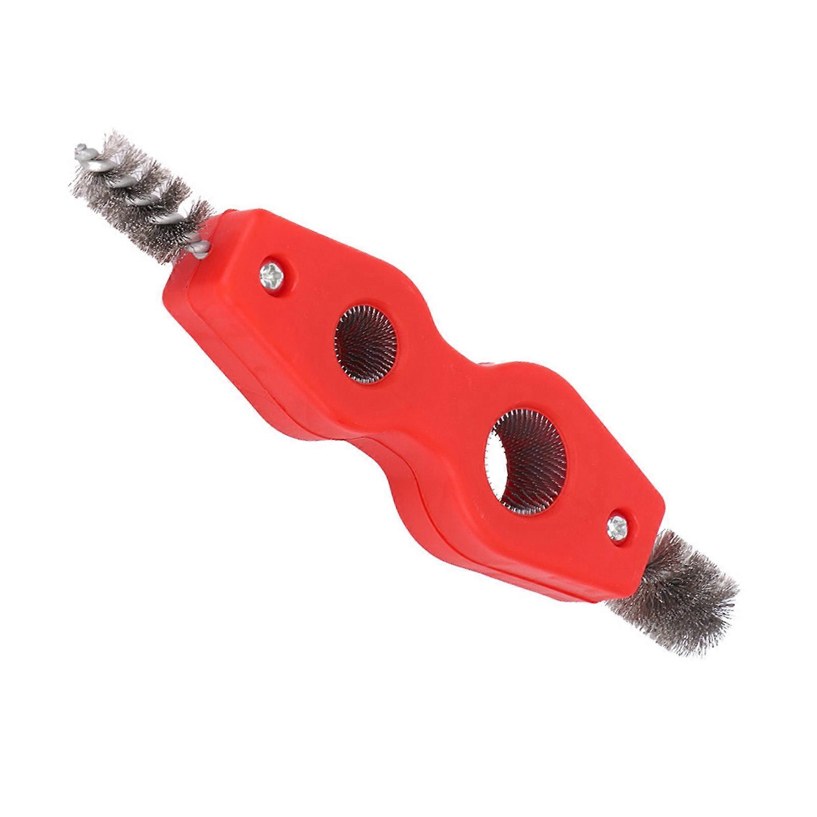 4-in-1 Copper Pipe Cleaner 1/2in & 3/4in Wire Brush Double Head Brush Inner Outer Thread Cleaner Plumber Deburring Brush Red