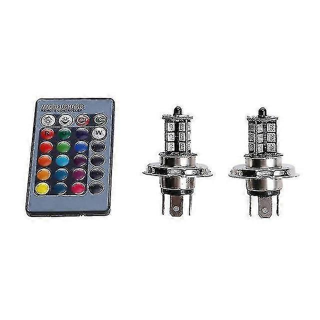 2 Pcs 9006 H4 Hb4 H7 H8 H9 H11 Universal Auto Rgb Atmosphere Lamp 5050 Led Lights Car Products Accessories With Remote Control