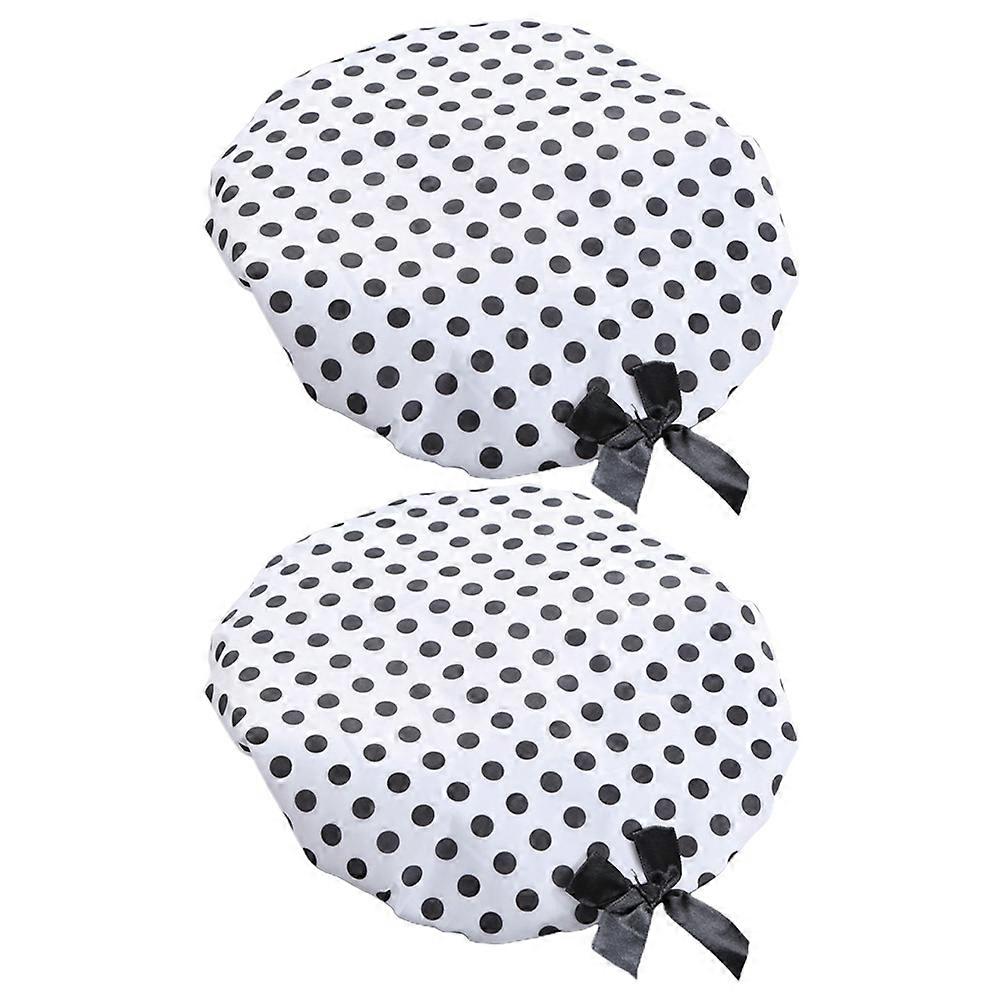 Waterproof Shower Caps for Bathing Use PVC Material One Size Fits Most White Color 2 Pieces 6.3