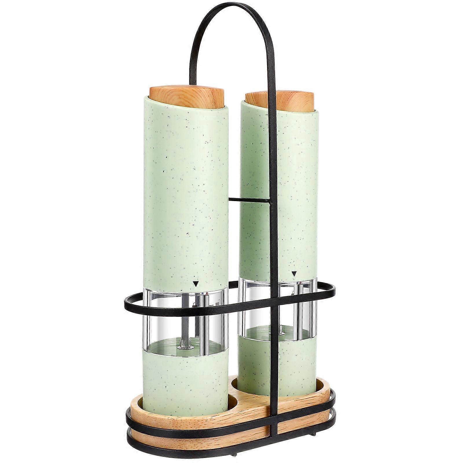 Pepper Mill Adjustable Coarseness Kitchen Accessories Cylindrical Shape Straw Material 2Pcs