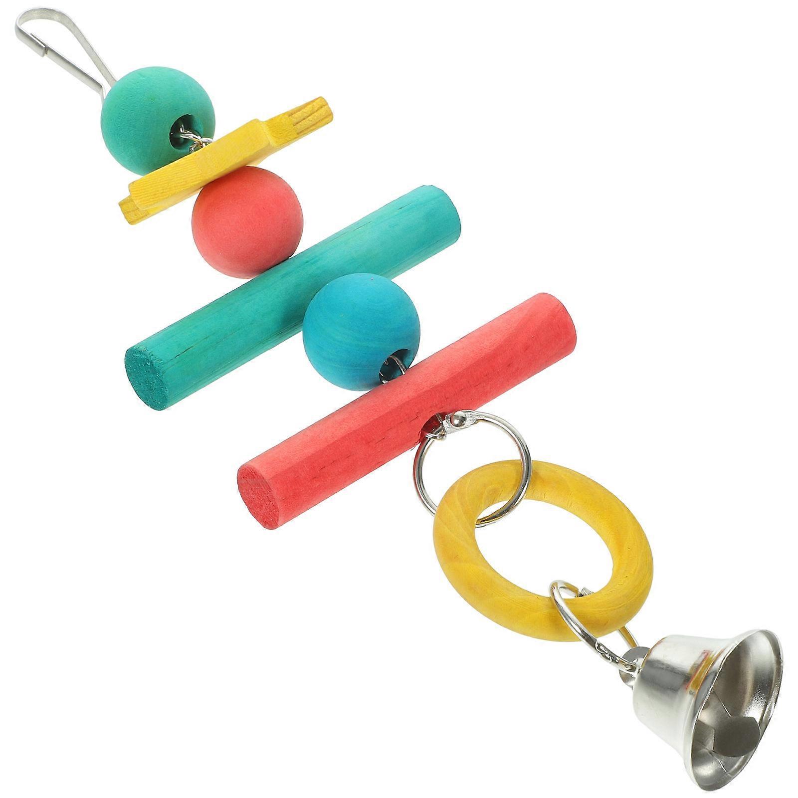 Durable Colorful Wooden Chew Toy for Birds – Hanging Bite Resistant Bird Toy for Parrots, Budgies and Caged Birds – Fun Play and Home Decor Accessory