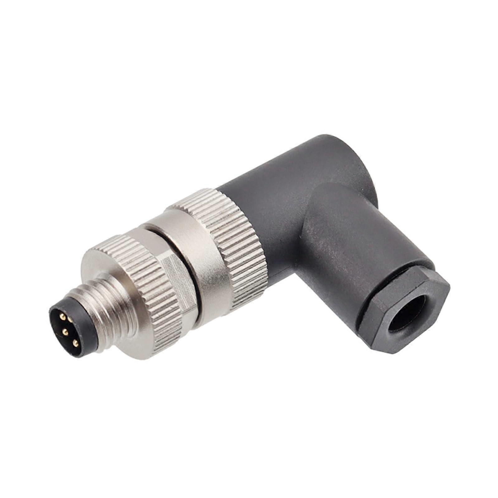 M8 4 Pin Waterproof Right Angle Plug A-Code 24V DC 3A Circular Connector for Profinet Ethercat Sensors