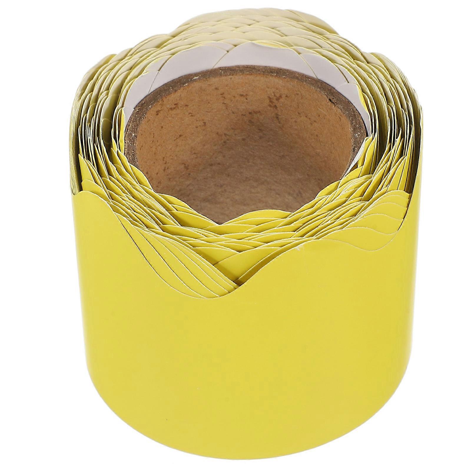 Yellow Coated Paper Border Decor with Scalloped Edges for Classroom and Home Decor 1 Roll