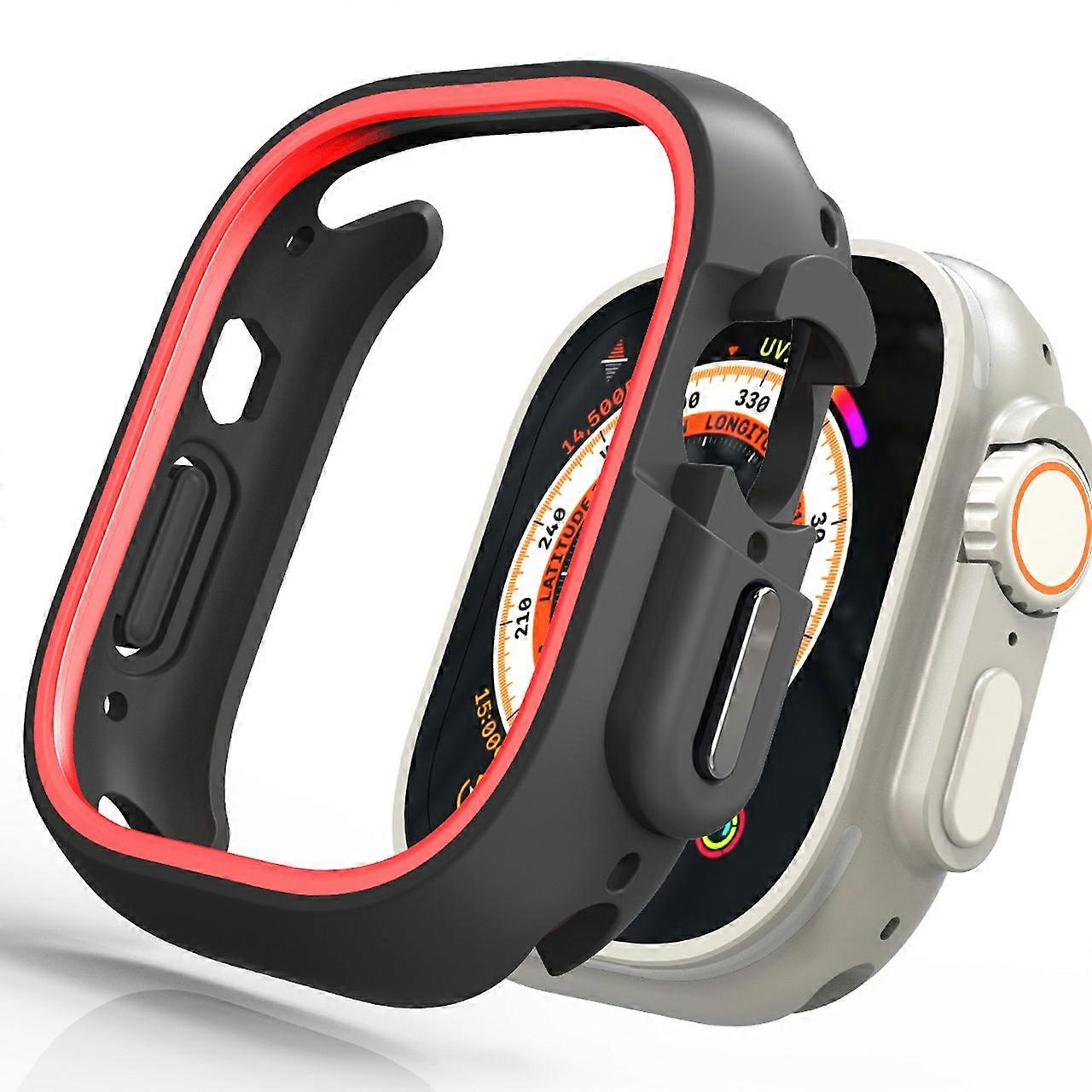 For Apple Watch Ultra 2 49mm Ultra 49mm Watch Case Dual Color PC Protective Frame Red