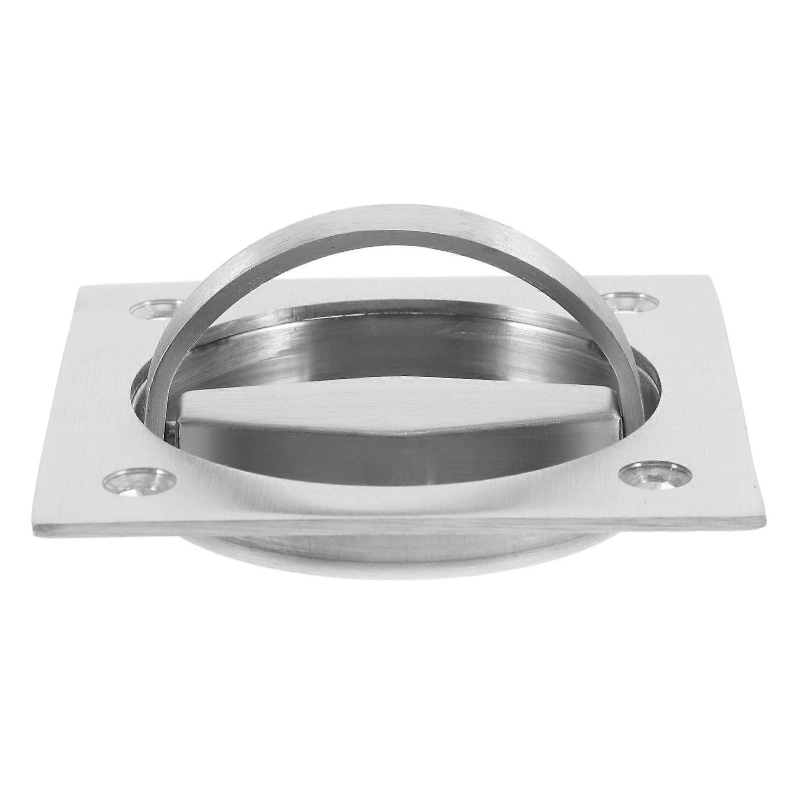 1 Set of Flat Stainless Steel Recessed Flush Pull Finger Insert Sliding Door Handle Cabinet Pulls Drawer with 4 Screwings