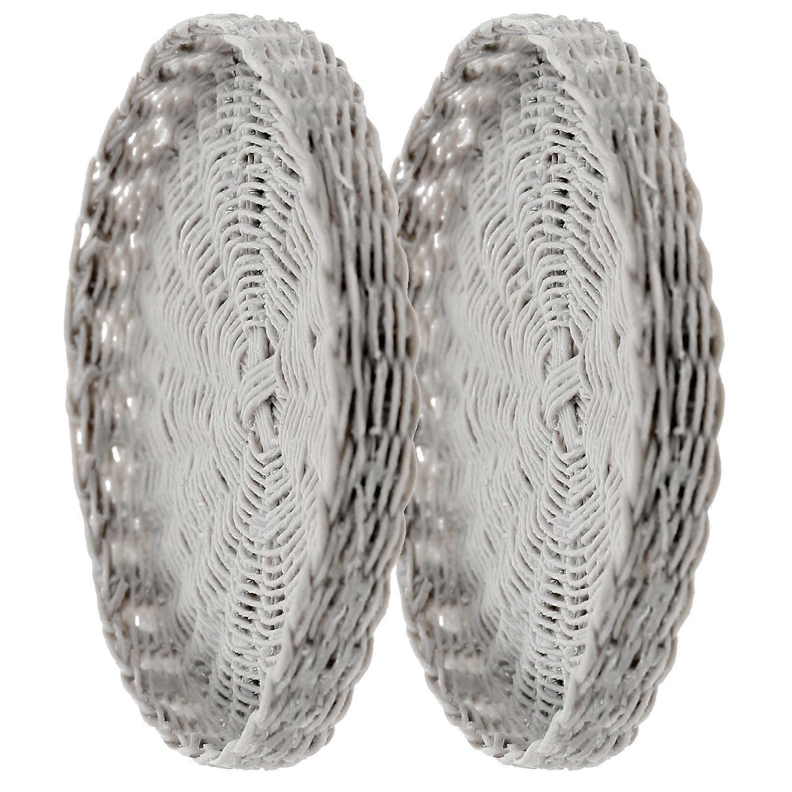 Miniature Woven Tray for Playing with Light Grey Color and Resin Material 2 Pieces