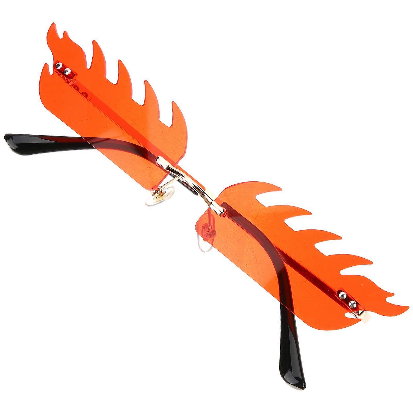 Flame Shape Rimless Sunglasses Women Men Red Color For Parties 1 Pair