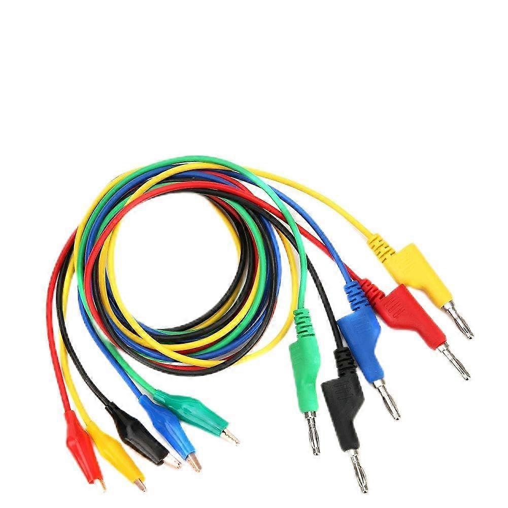 P1044 Stackable Banana Plug For Multimeter Clamp Holder Test Leads, 5 Pack, 4 Mm, 1 M, Red Yellow Blue Green Black, #111