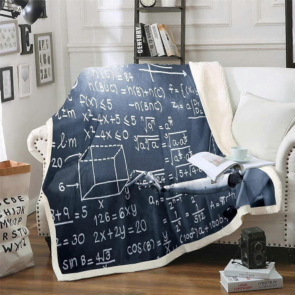 Maths Blanket Geometric Patterns Fleece Blankets for Kids Boys Teen Mathematical formula Throw Blanket Soft Sherpa Blanket for Crib Couch Bed Sofa Fuz