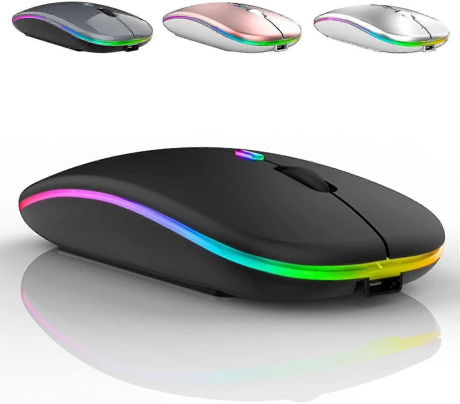 Led Wireless Mouse, Rechargeable Ultra-thin Silent Mouse 2.4g Portable Mobile Optical Office Mouse With Usb And Type-c Receiver, 3 Adjustable Dpi