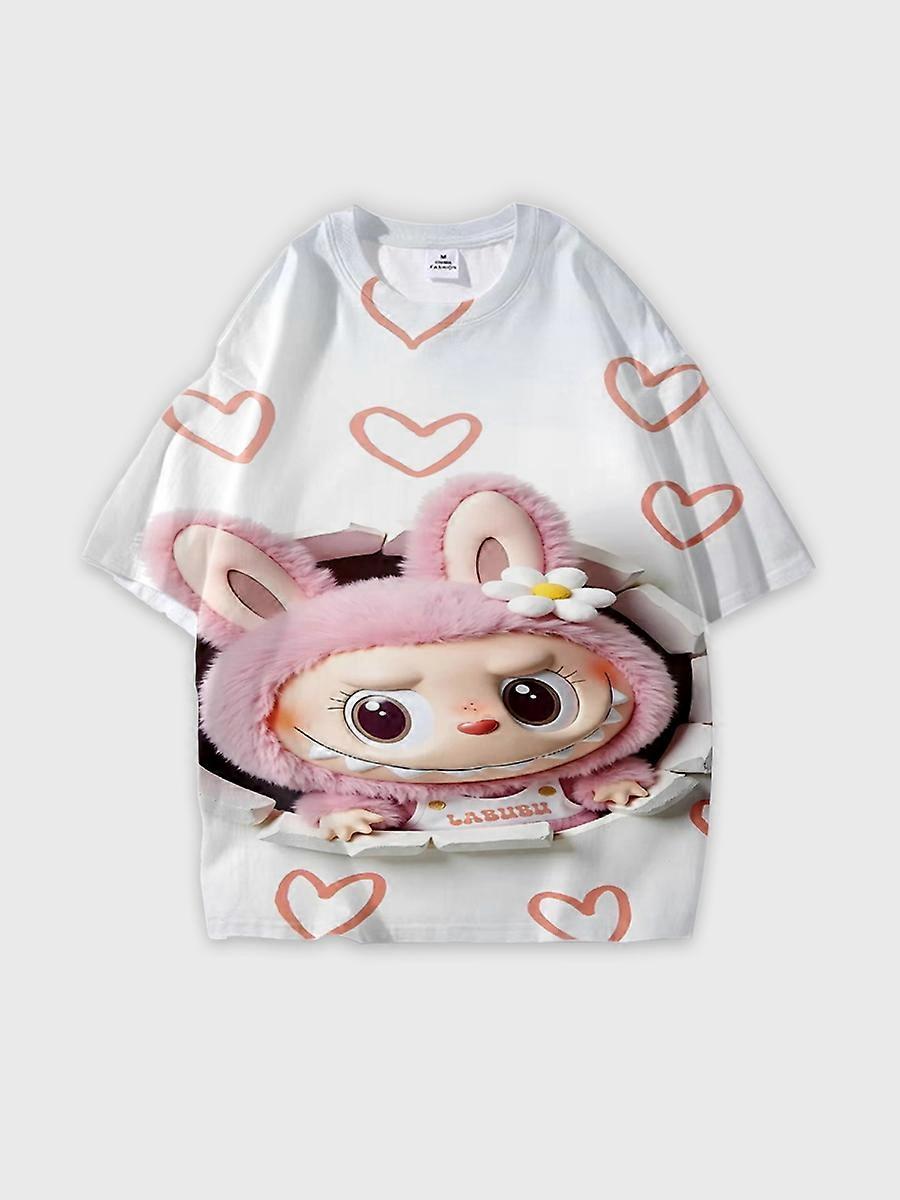 T-shirt round neck Pattern loose short sleeve P3464