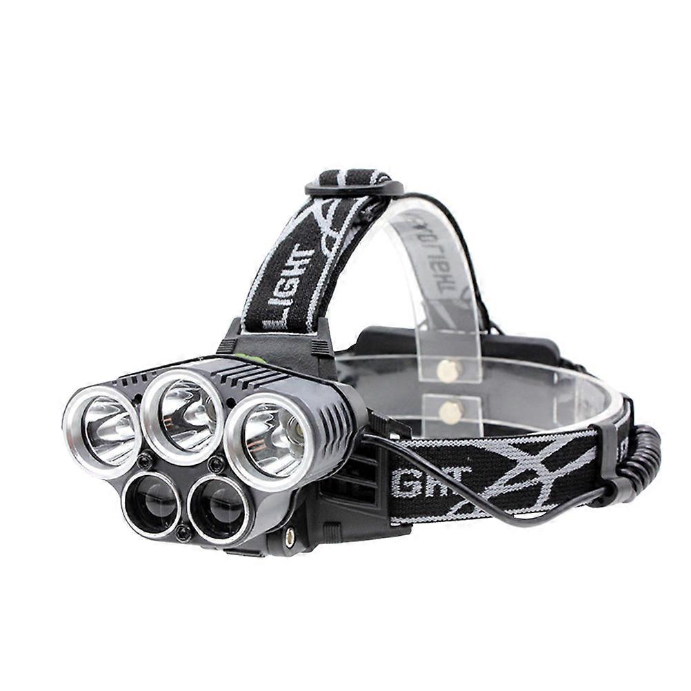 Rechargeable Headlamp with LED Torch for Outdoor Use Super Bright Aluminum Alloy Black 5LED