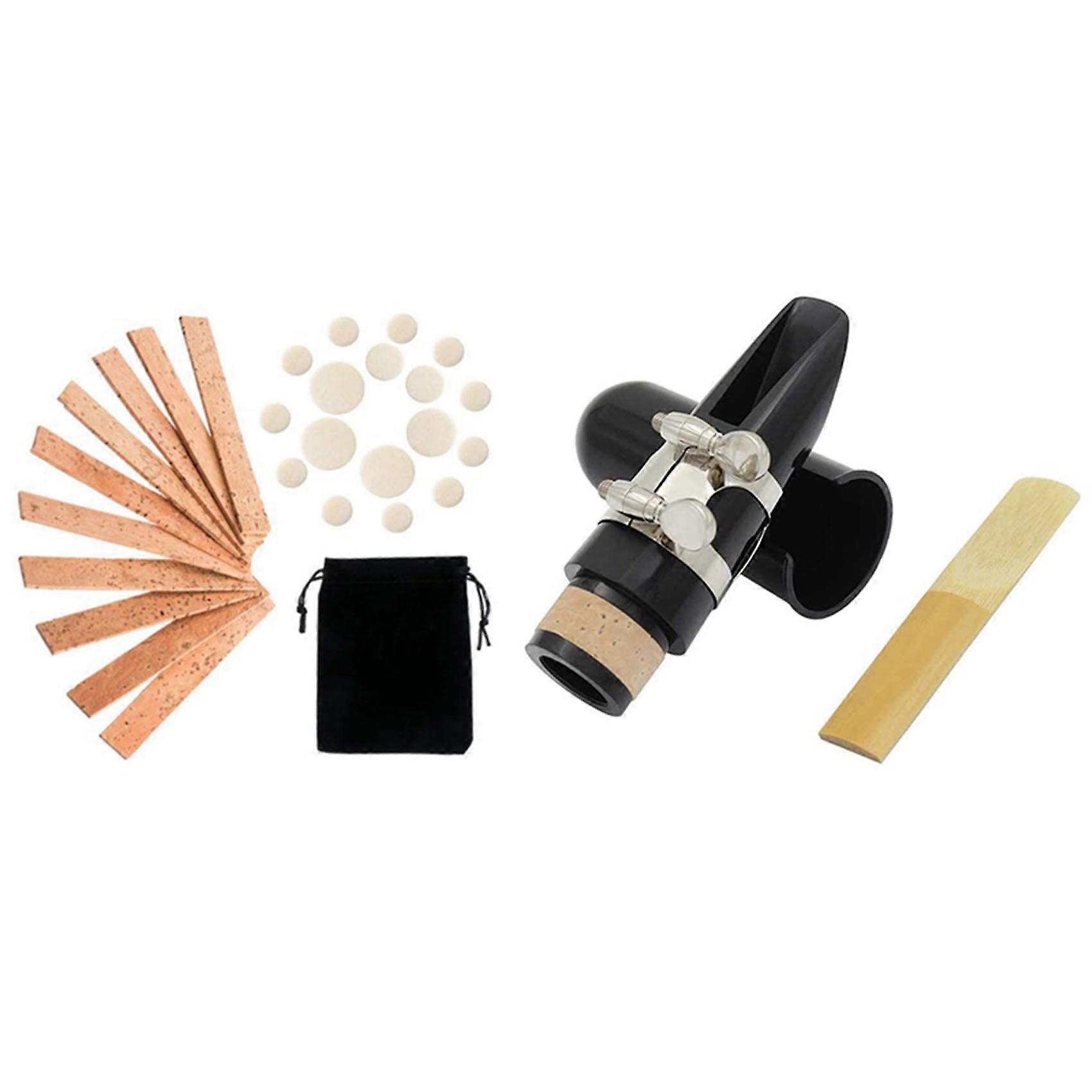 10 Neck Connection Cork and 17 Woodwind Instrument Pads & 1set Mouthpiece Kit, Includes Ligature+Cla
