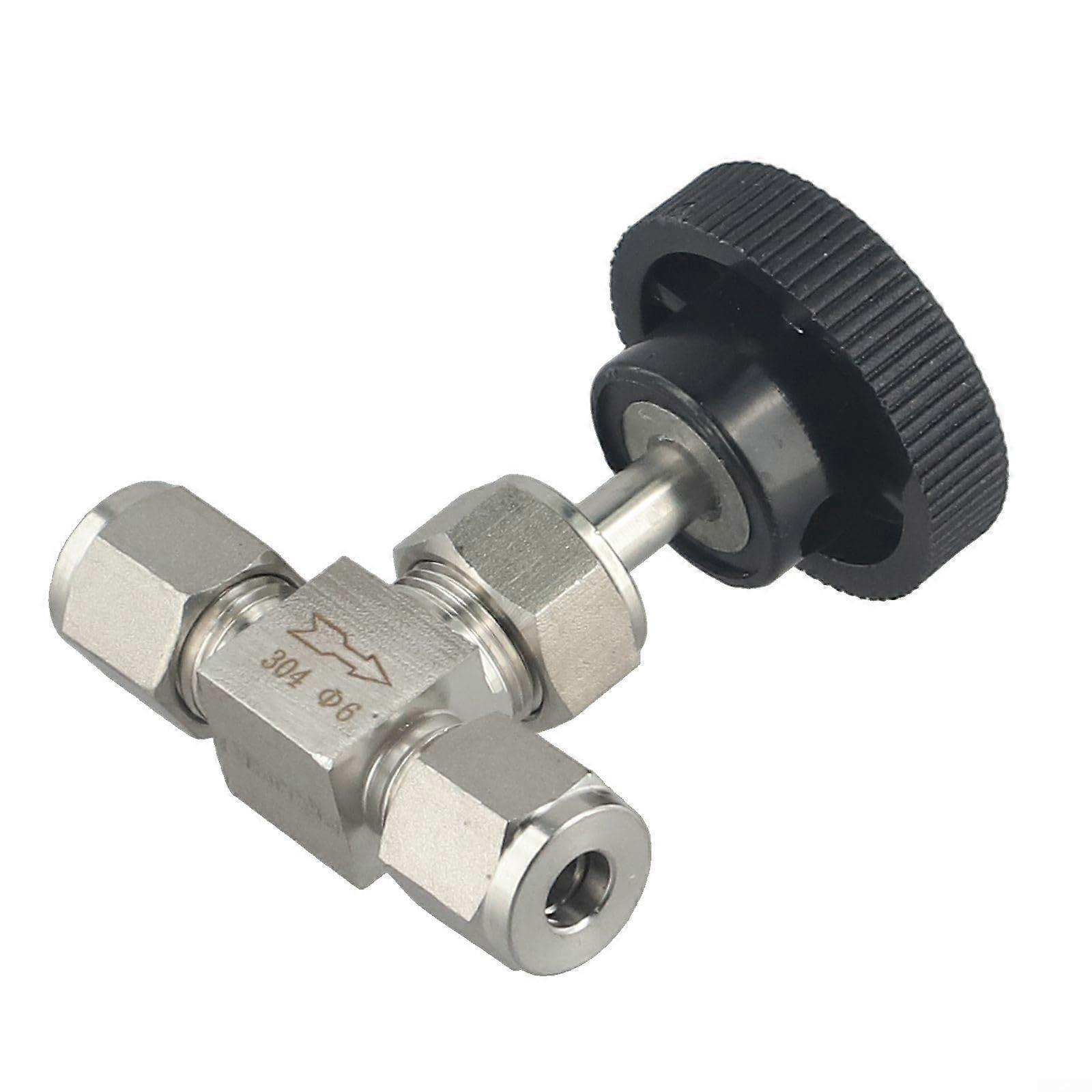 Adjustable Steel Needle Valve 304 OD 3 4 6 8 10 12mm Suitable for Oil, Water and Gas with Good Sealing Performance (Φ6mm)