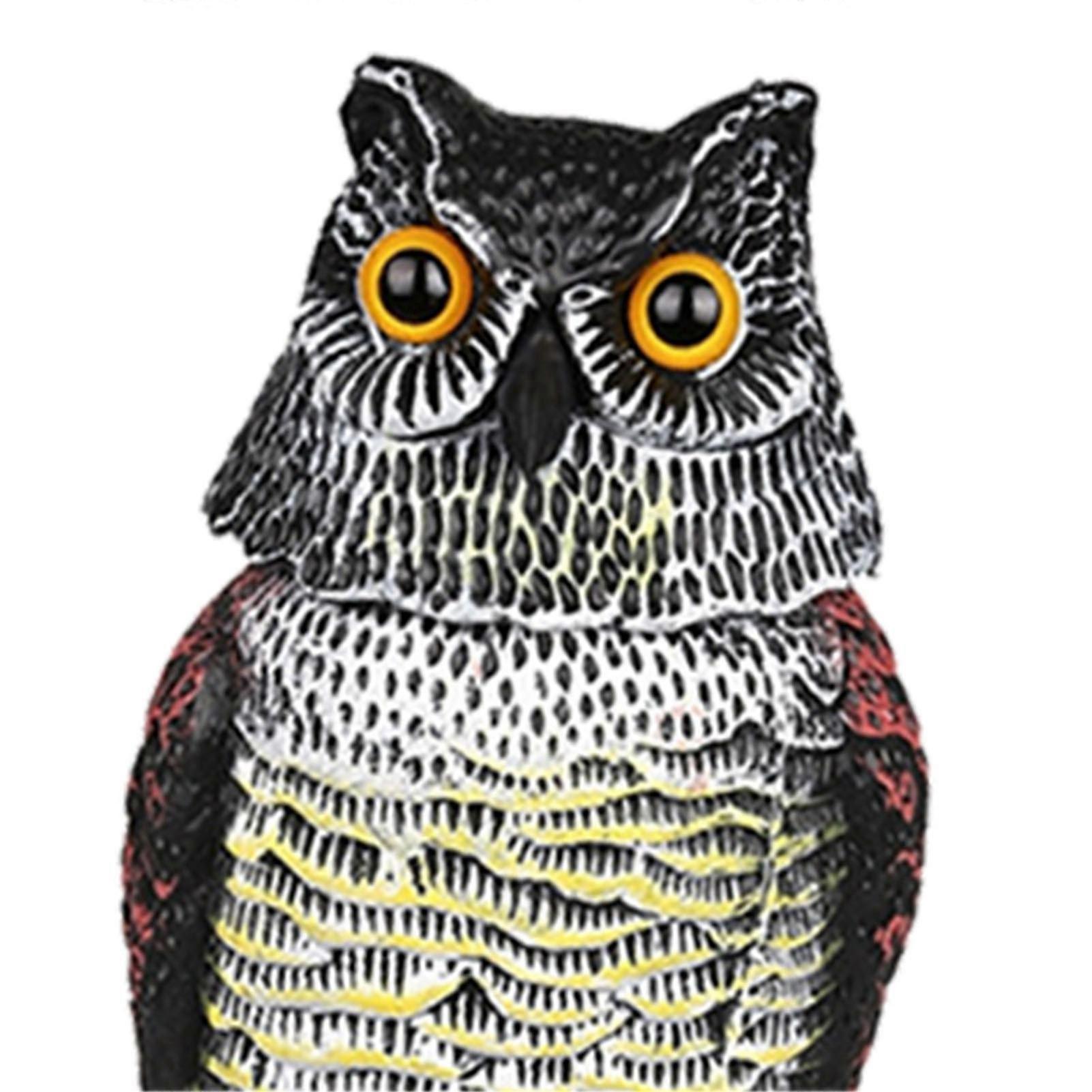 Fake Owl Sculpture PE PP with 360 Degree Rotating Head Owl Bird Deterrents for Garden Ornament 