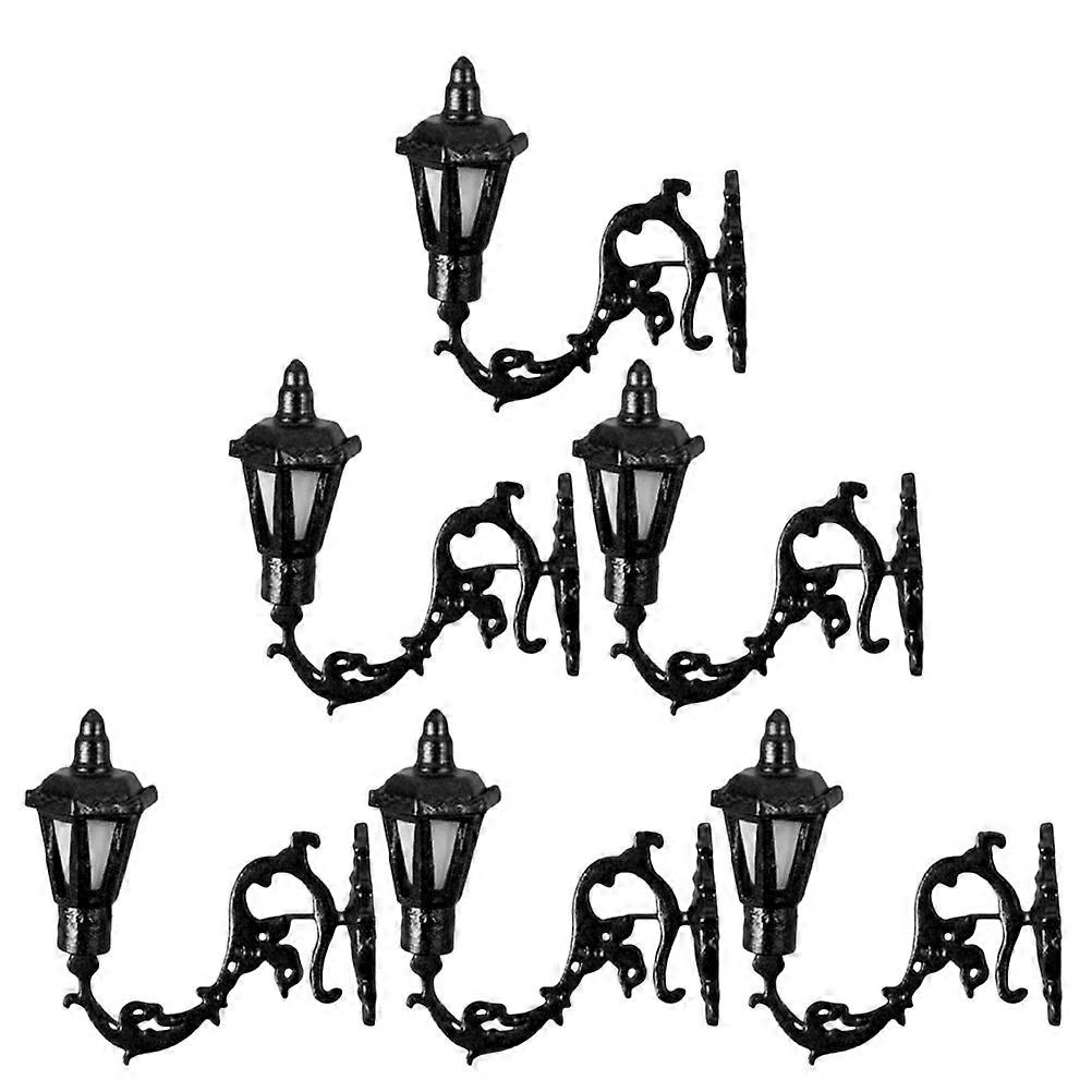 Black Miniature Wall Lamp for Decor ABS Material Adds Realistic Details to Doll House 6pcs