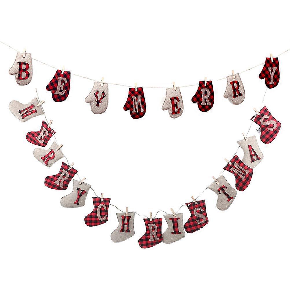 Assorted Color Christmas Banner with Hemp Rope for Home Decor Easy to Suspend 2pcs