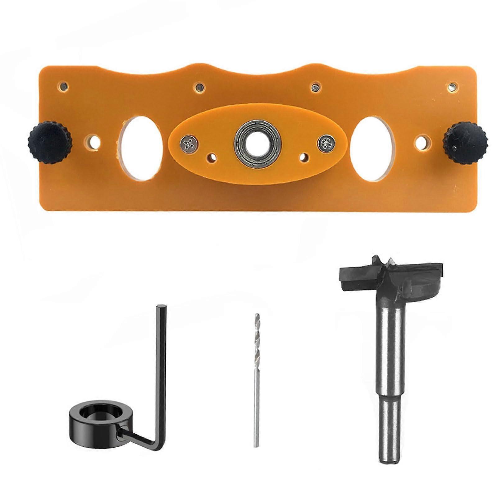 35mm Hinge Hole Jig Drill Guide for Precise Cabinet Installation, Adjustable Depth and Durable Material