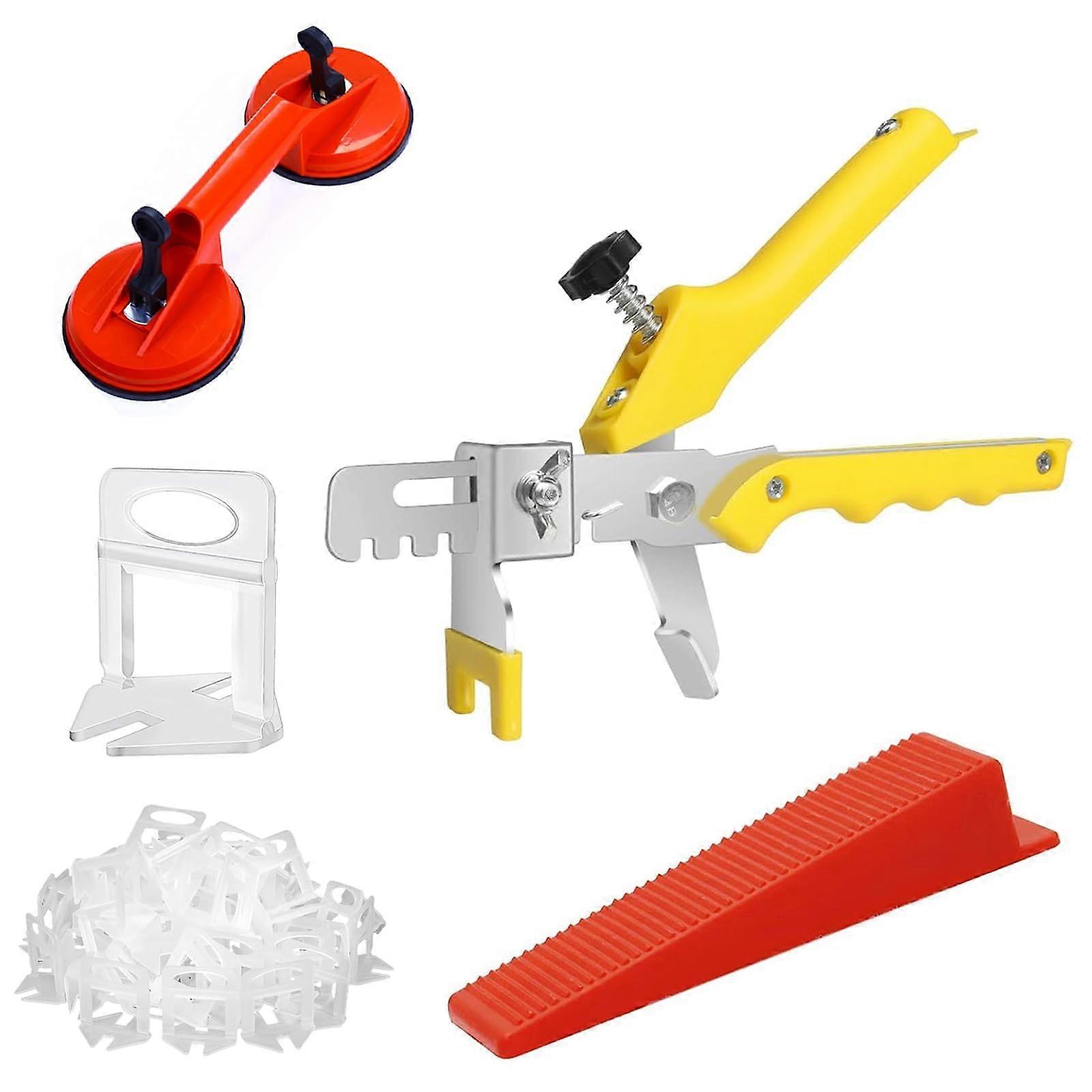 Tile Leveling System with Pliers, 400pcs Spacer Clips, 100pcs Wedges, Suction Cup