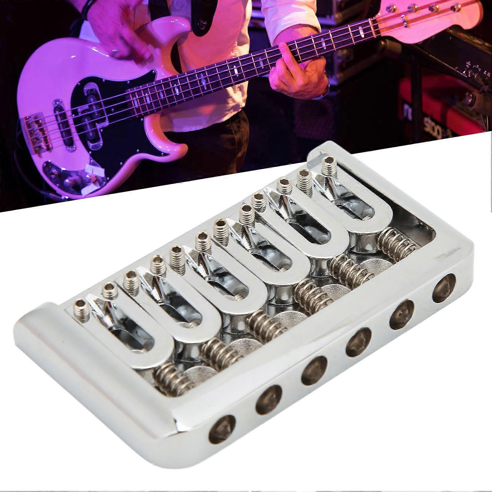 76mm Fixed Hardtail Guitar Bridge U Shaped String Spacing Roller Bridge Saddle for Electric GuitarSilver 
