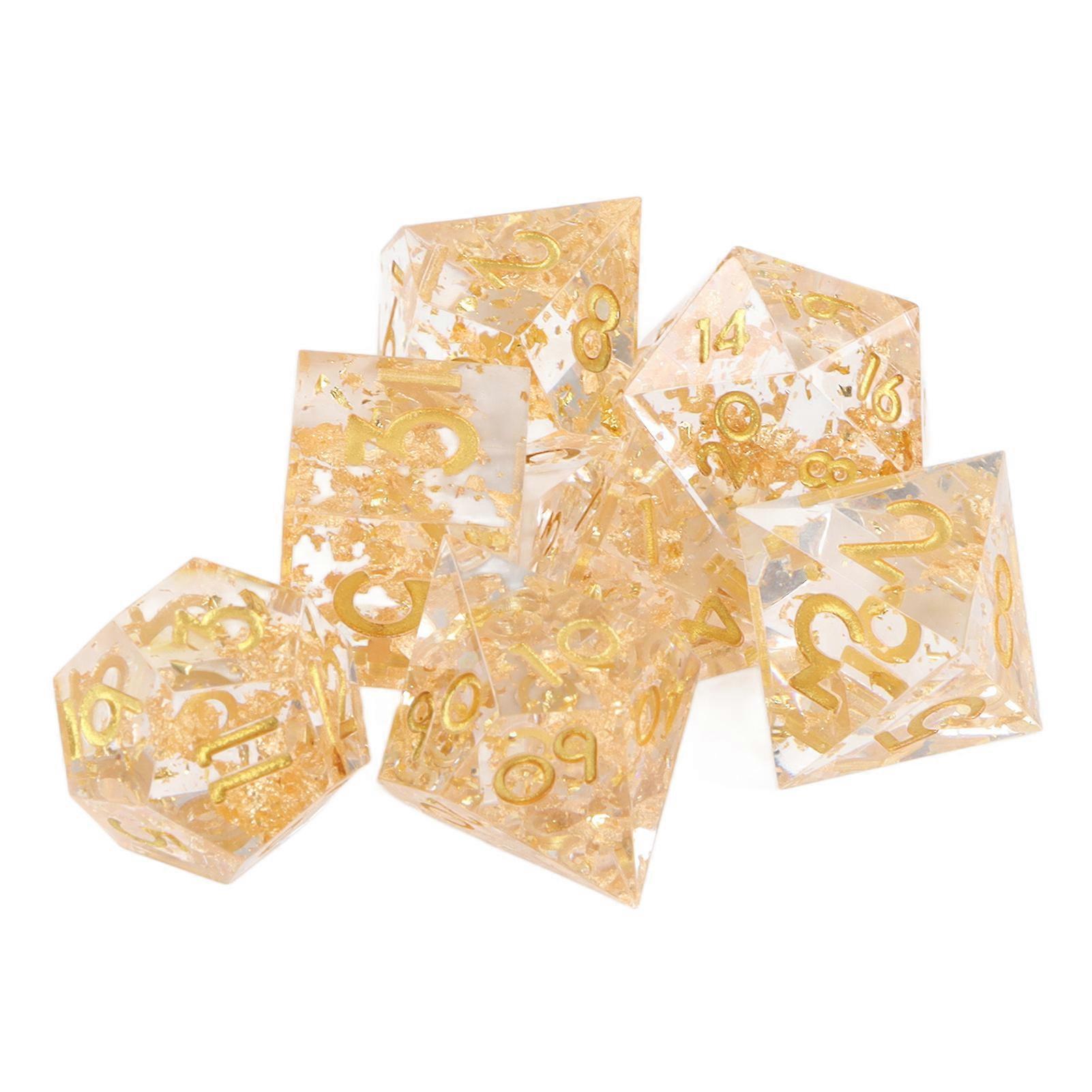 7pcs Dices Set Resin Clear Numbers Different Polyhedral Shapes Board Games Dices Transparent