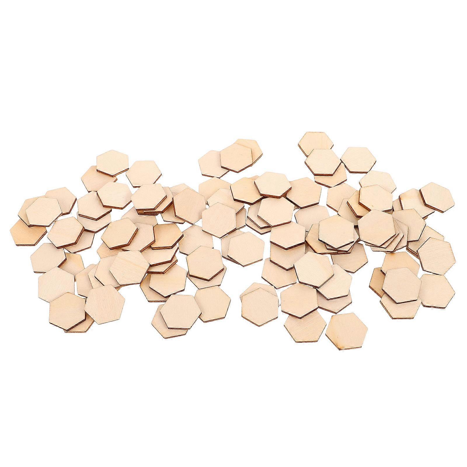 Beige Wood Hexagon Plaques for DIY Crafts and Painting Projects with Smooth Edges 100 Pieces