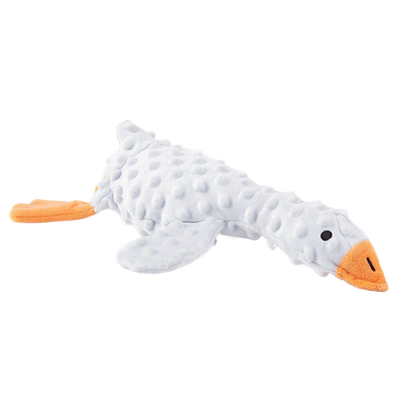 Squeaky Dog Toys - Plush Interactive Toy with Squeaker and Treat Hideout for Small to Large Dog Breeds, White