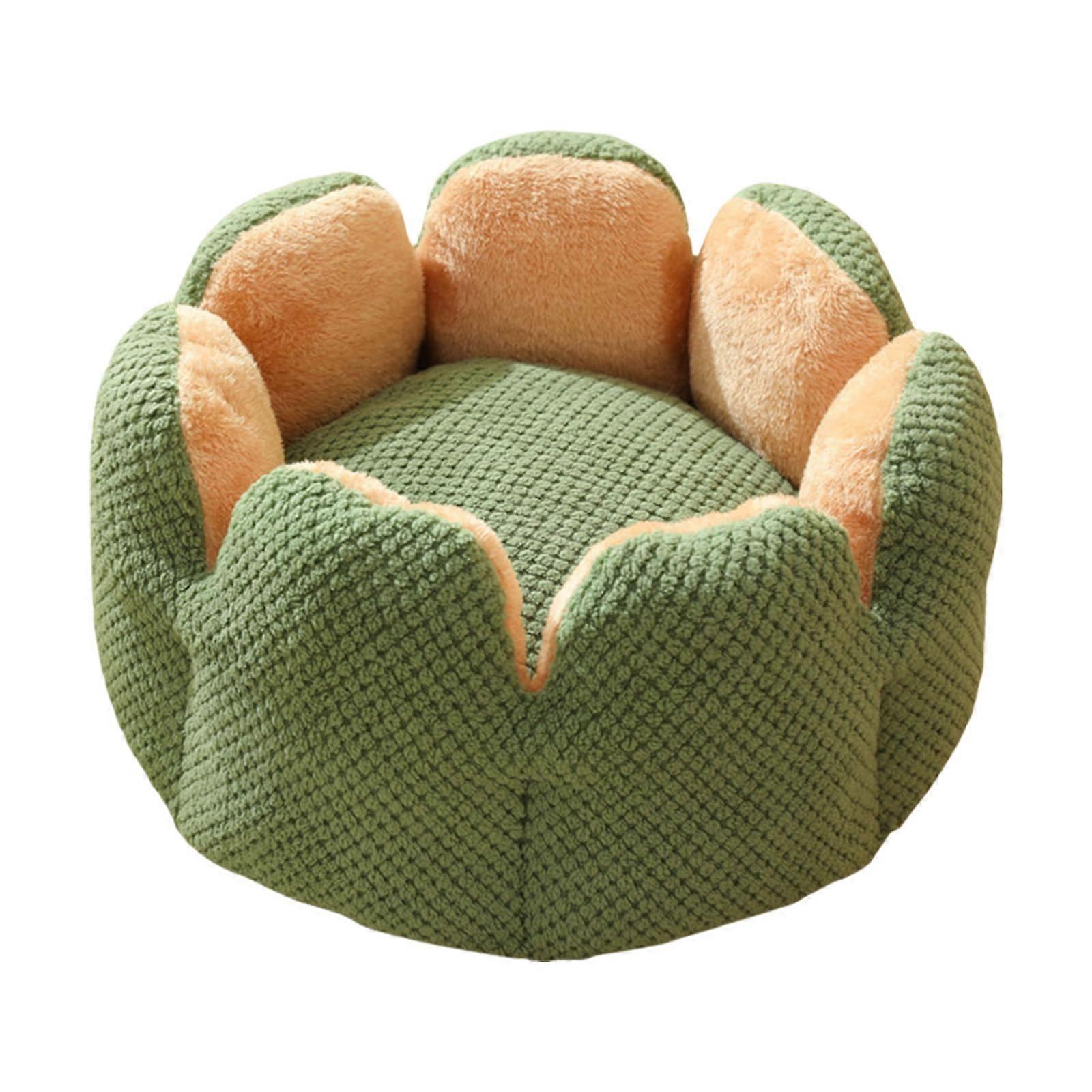 Pet Bed with Removable Cushion, Soft Handle, Beautiful Flower, Round Bed, Dog Sofa, Removable Cushion Green