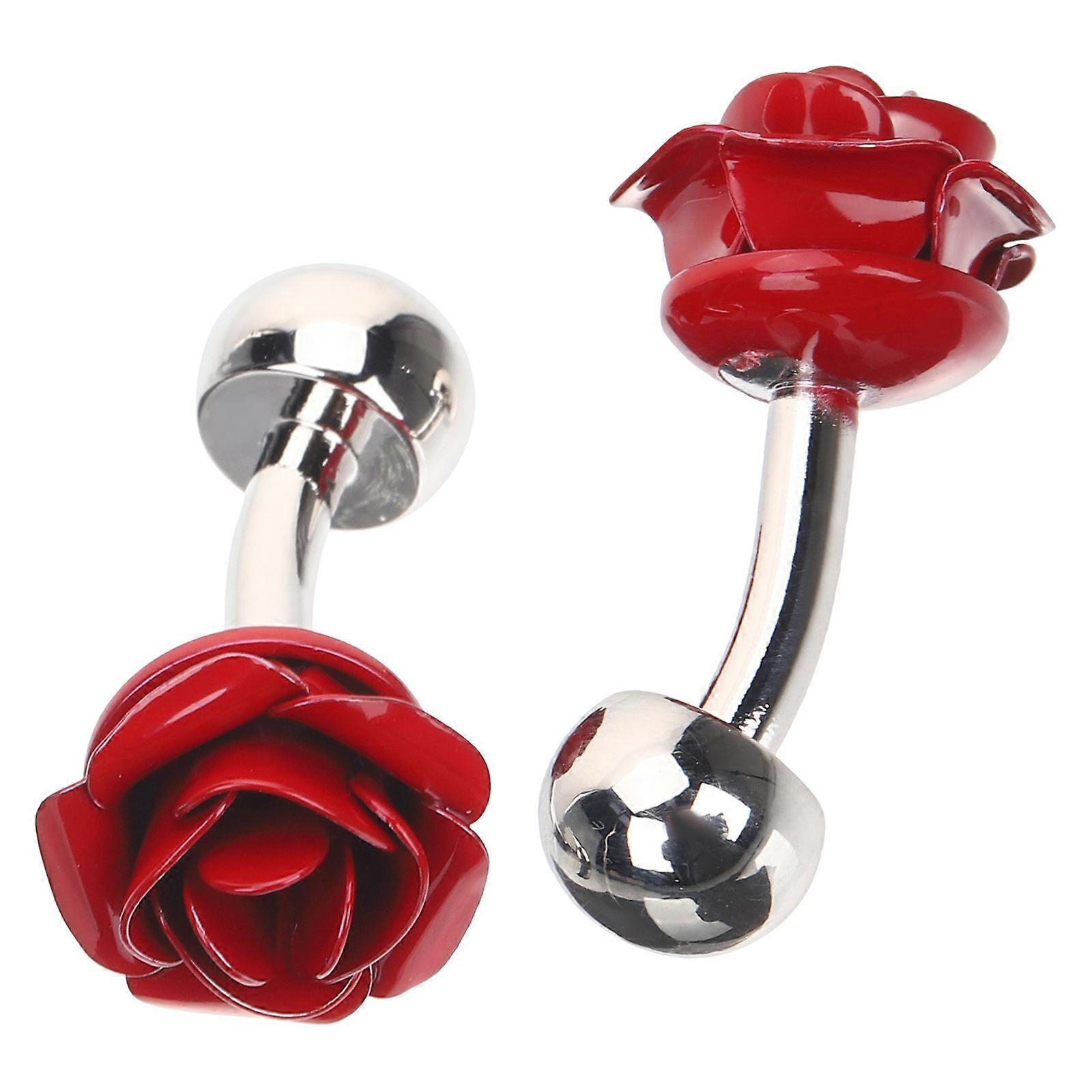 2Pcs Rose Shape Cufflinks Elegant Jewelry For Men And Women Special Occasions Copper Material