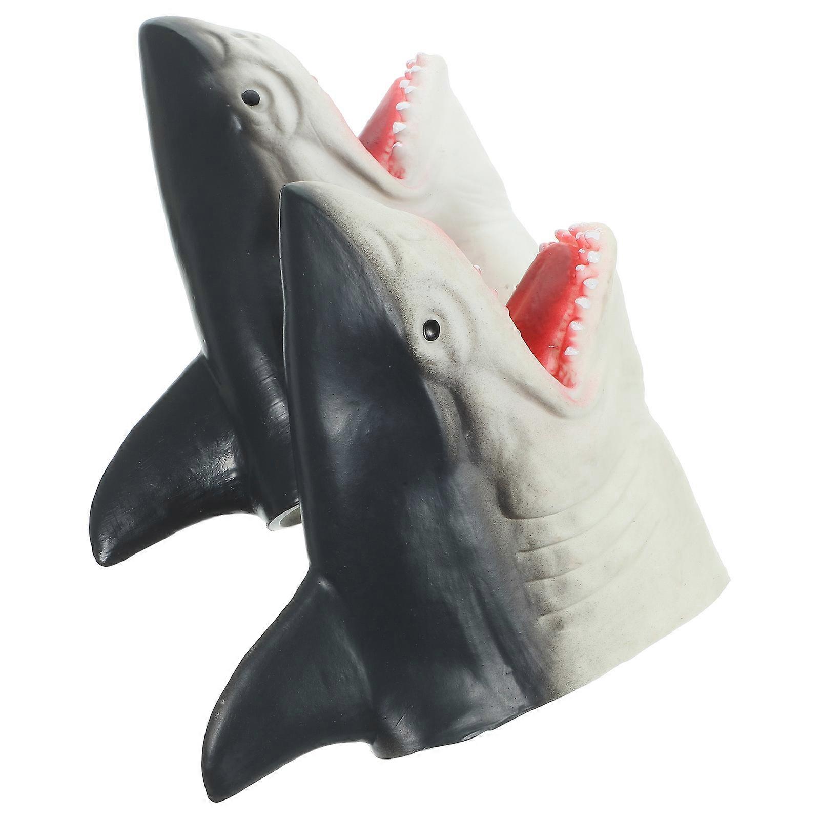 Creative Shark Head Hand Puppets for Playing Safe Plastic Material Assorted Color 2pcs