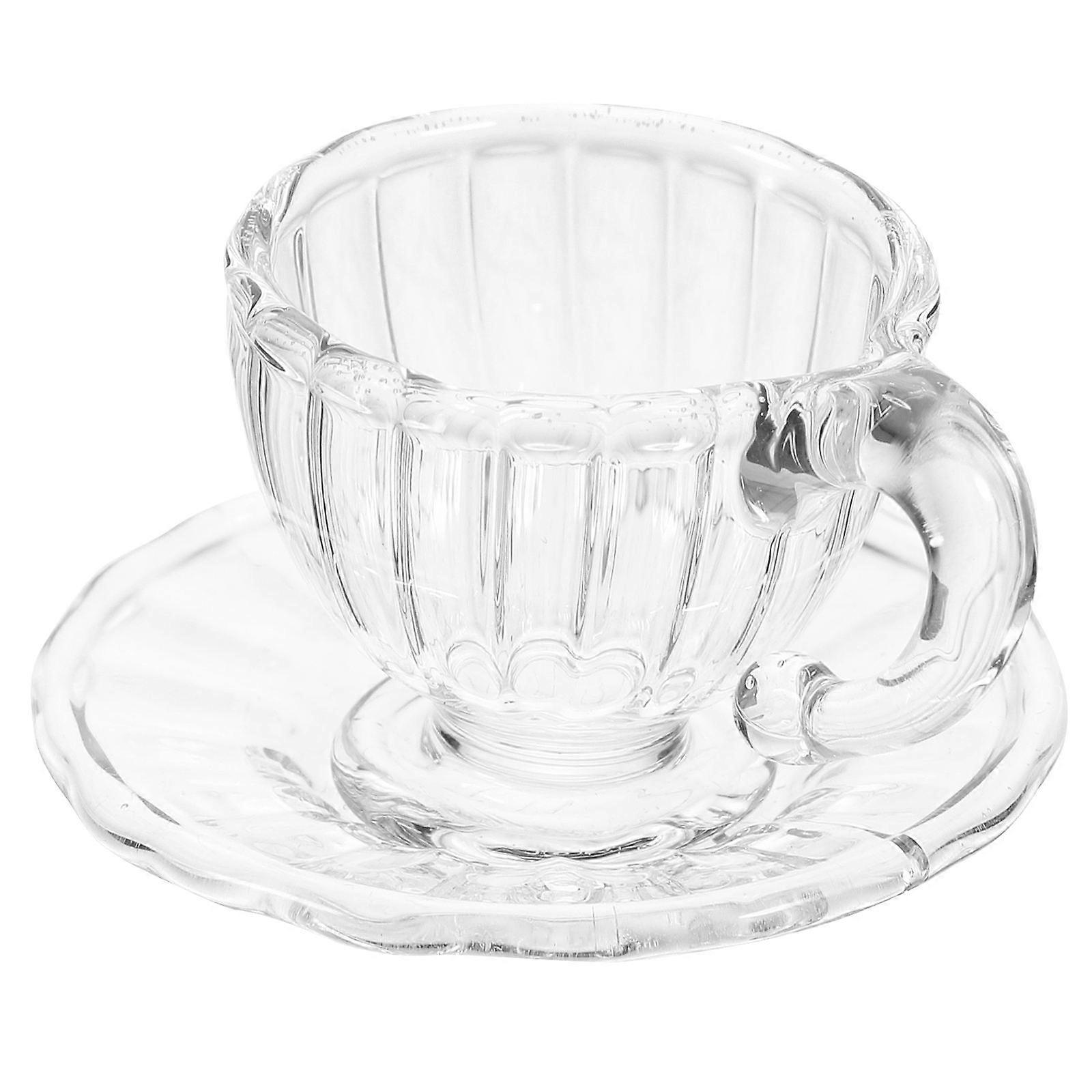Miniature Tea Set Ornaments Made of Glass for Decor Compact Size 1 Set Perfect for Long Term Use