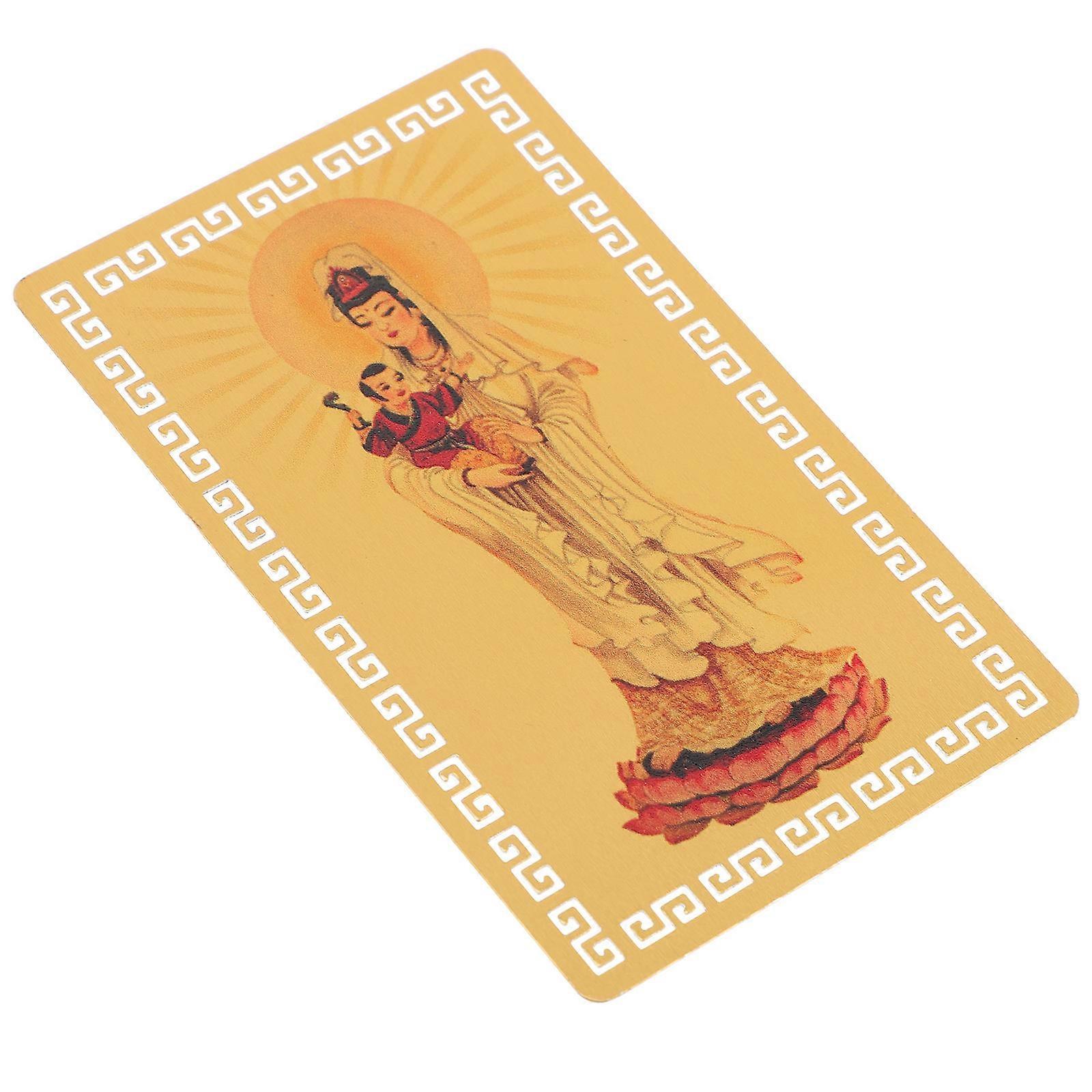 Kwan Yin Amulet Card for Protection Made of Aluminum Alloy with Assorted Colors and Lightweight Design