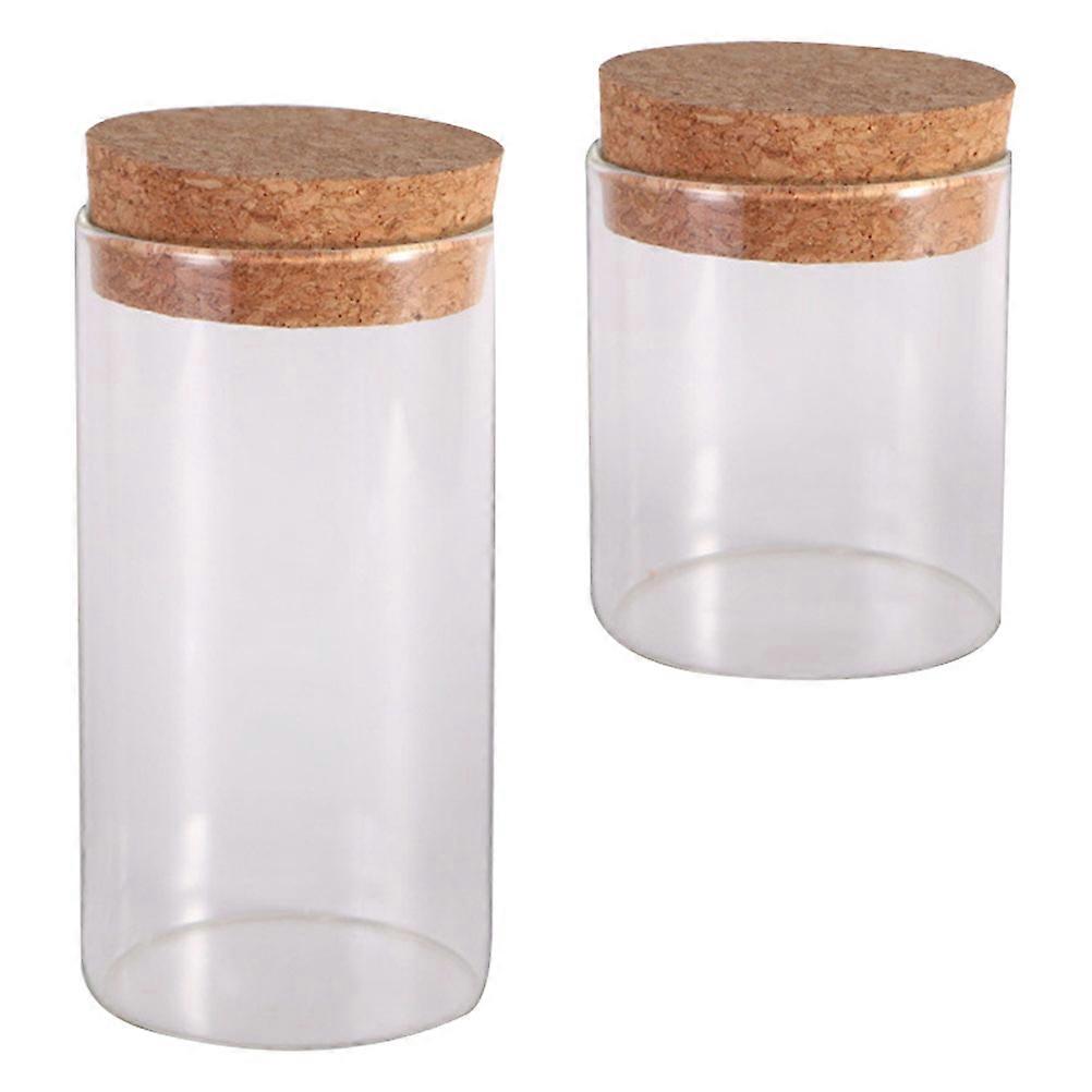 Récipients en verre avec couvercles 2 pièces bouteilles de stockage de thé pratiques pour un usage domestique 12X6.5cm Couleur assortie à l’épreuve de l’humidité