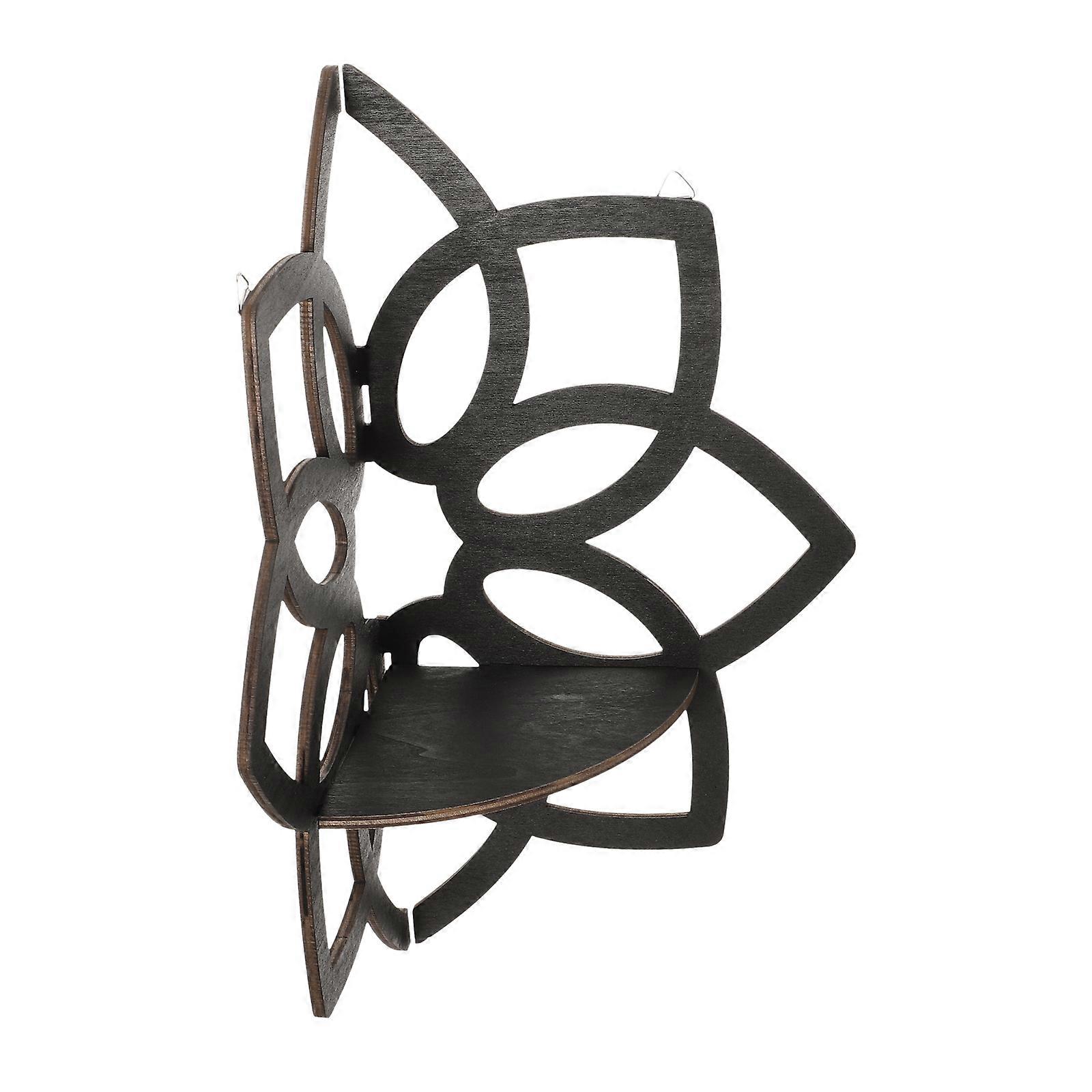 Mandala Wall Shelf for Home Use Crafted from Durable Wood in Black Color 7.9 Inches