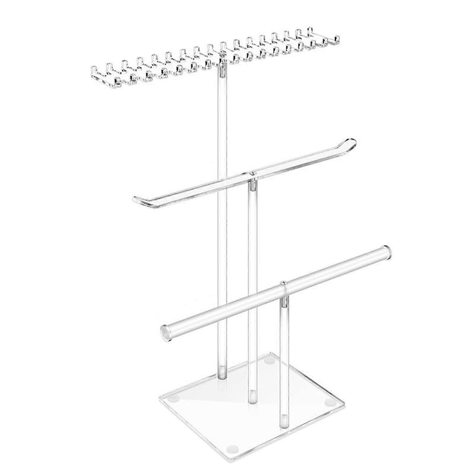 Acrylic Jewelry Stand with T-Bar | Multi-Tier Necklace Holder | Transparent Jewelry Tower for Organizing Accessories