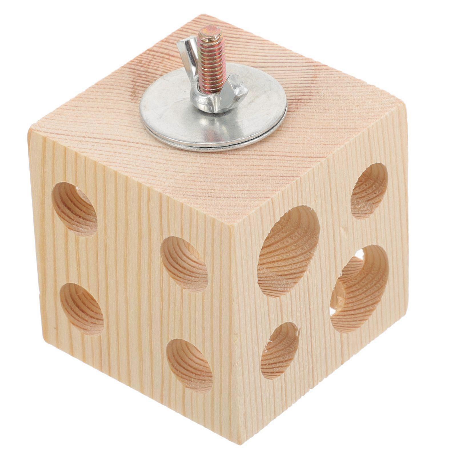 Bird Wooden Block Chewing Toy Parrot Cage Attachment Puzzle Foraging Training Toy