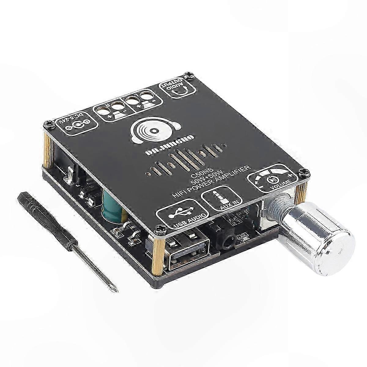 50W+50W HiFi Bluetooth Amplifier Board with TPA3116D2 Chip, 12-24V Digital o Power Amp Module