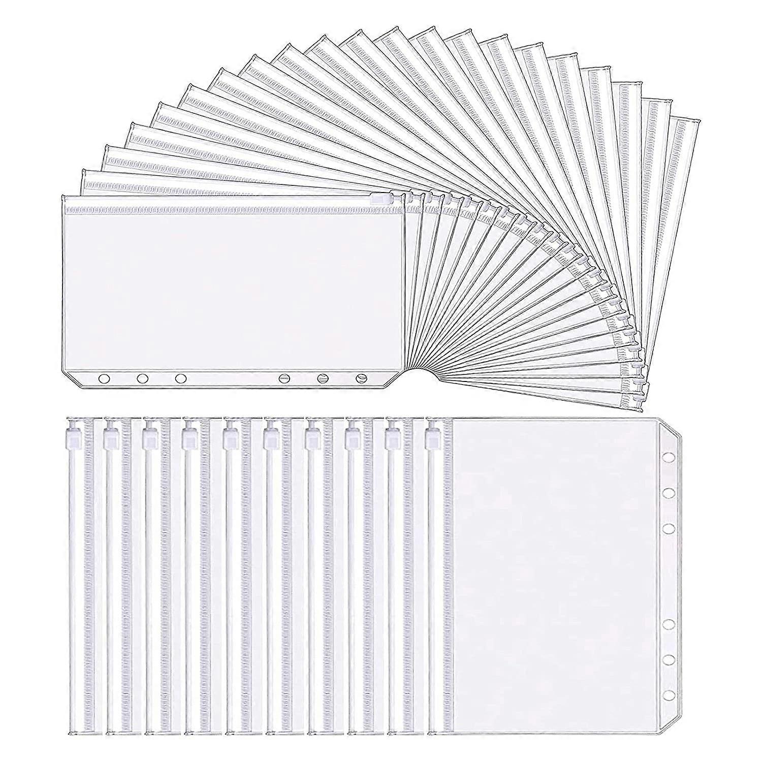 35 pieces A6 6hole waterproof PVC money budget envelopes with zipper for A6 notebook